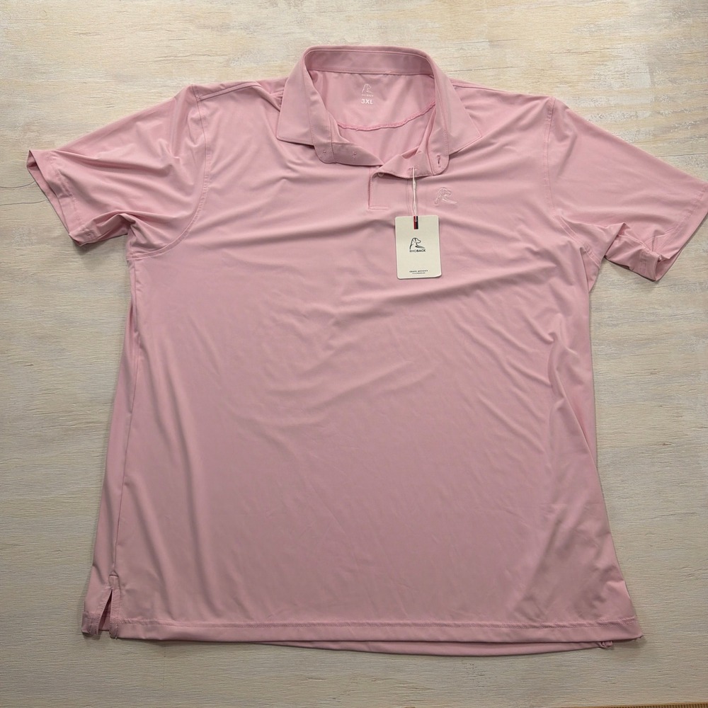 Rhoback Polo SS Performance Polo 3XL NWT Lotus Pink Mens
